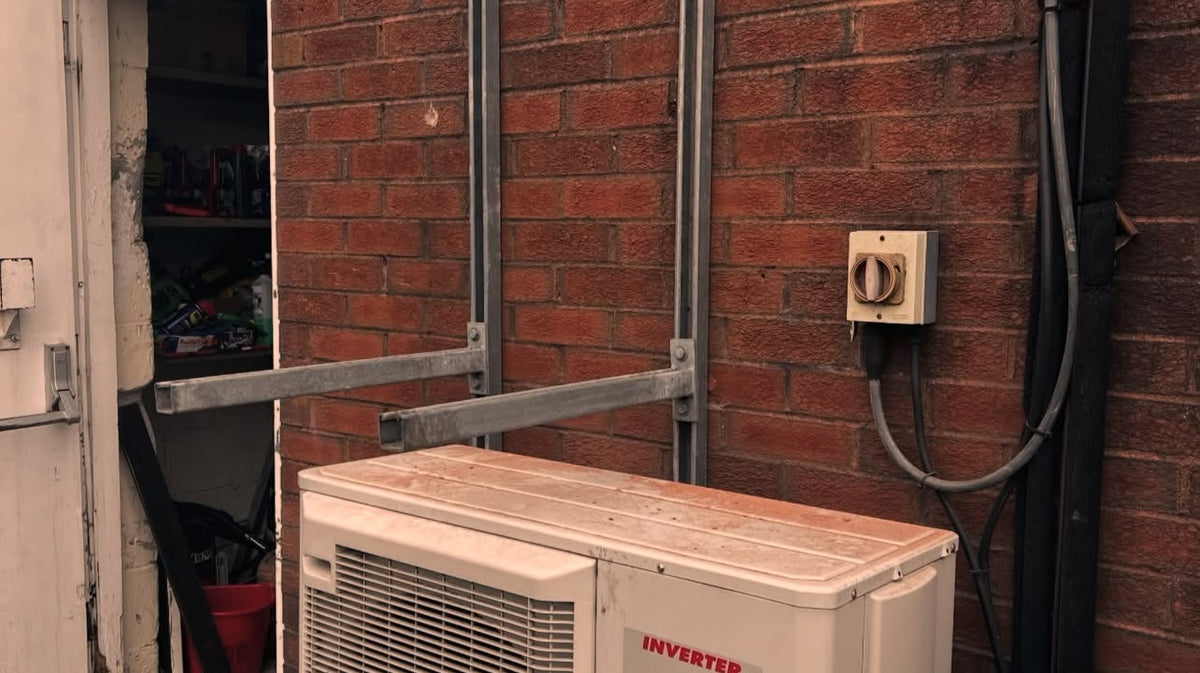Condensing unit on an external wall at a Climate Flow refrigeration job